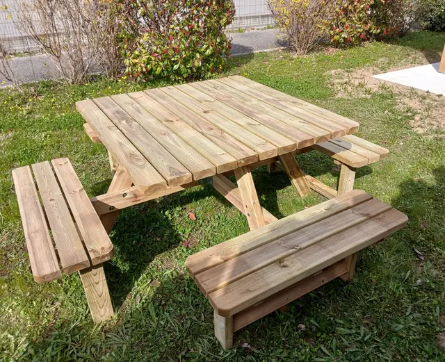 Table de pique-nique carrée KING® 200 × 200 cm – photo 4