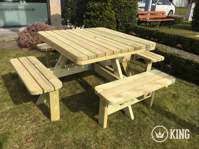 Table de pique-nique carrée KING® XXL 200 × 200 cm – photo 4