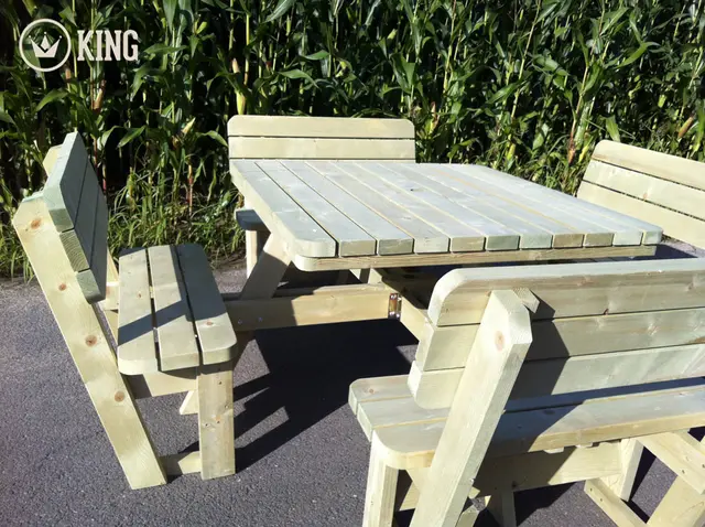 Table de pique-nique carrée KING® XXL avec 4 dossiers