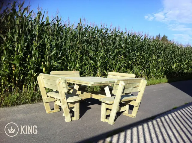 Table de pique-nique carrée KING® XXL avec 4 dossiers – photo 2