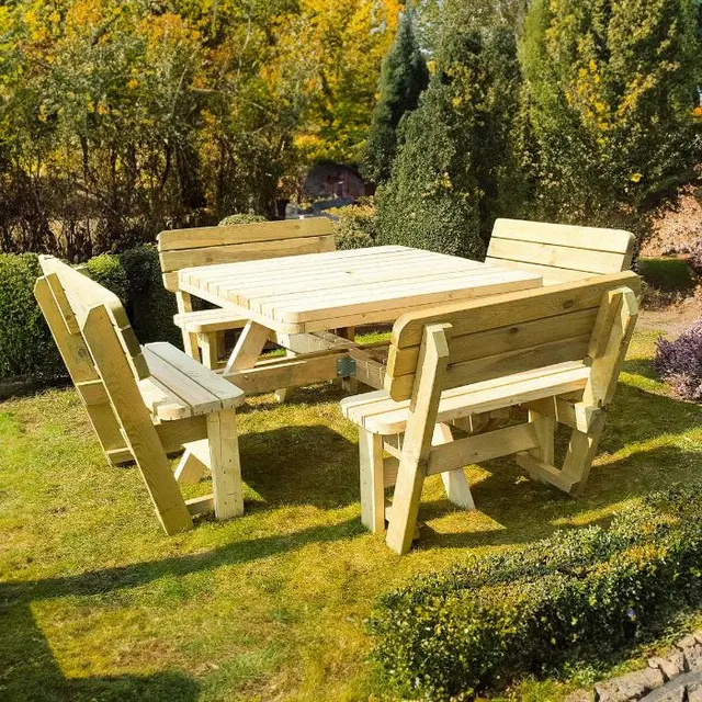 Table de pique-nique carrée KING® XXL avec 4 dossiers – photo 4