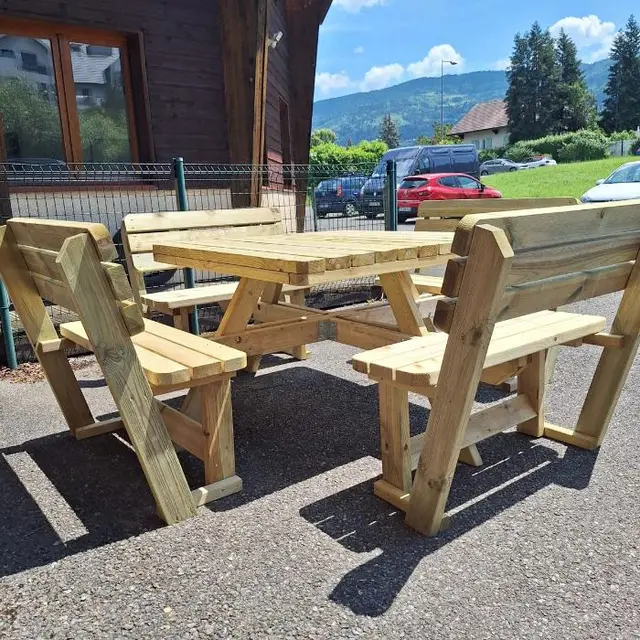 Table de pique-nique carrée KING® XXL avec 4 dossiers – photo 5