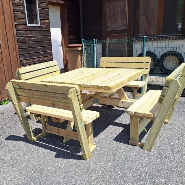 Table de pique-nique carrée KING® XXL avec 4 dossiers – photo 6